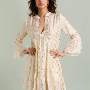 Elegant Cream and Gold Women's Dress